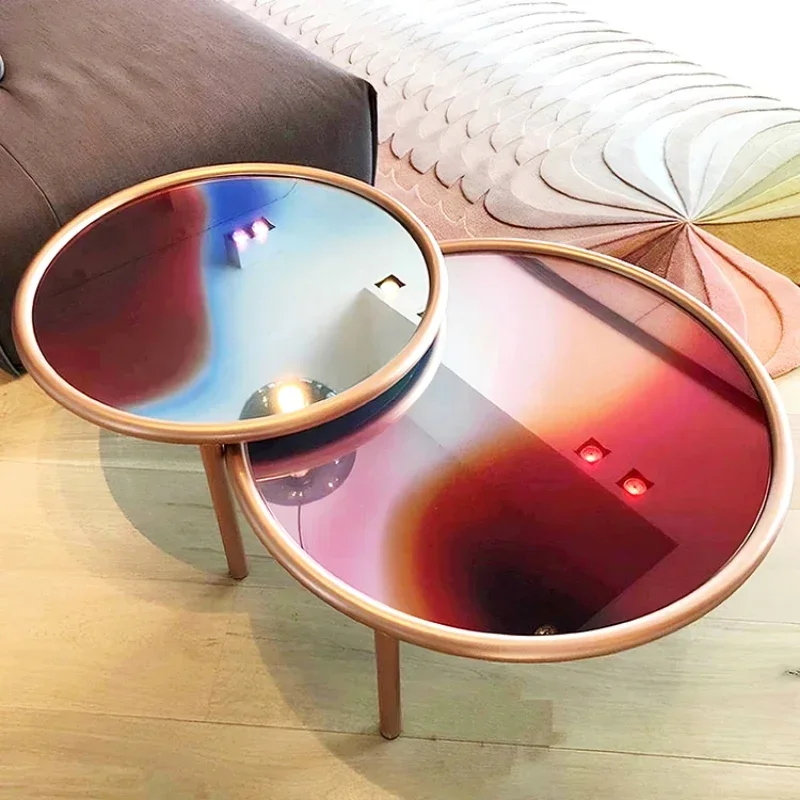 

High sense combination coffee table art gradual change glass edge few small apartment living room home coffee table