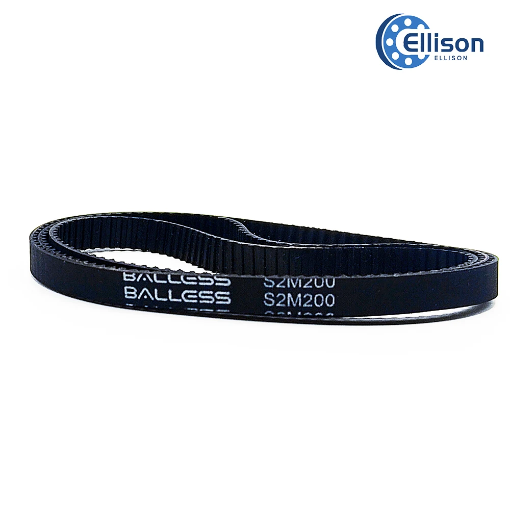 Black rubber circular arc toothed industrial synchronous belt S2M, bandwidth 3-20mm, belt circumference 182-240mm