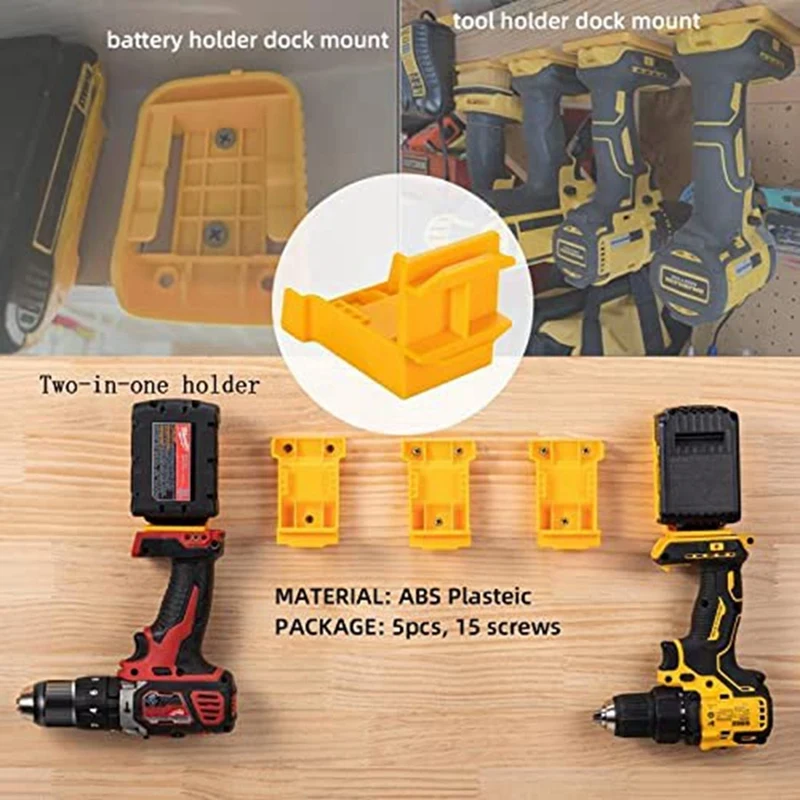 LUDA 4 Packs Tool Mount For Dewalt 18V,20V Drill, Battery Holder For Dewalt 20V Battery MOUNTS/Hanger/Dock Holder