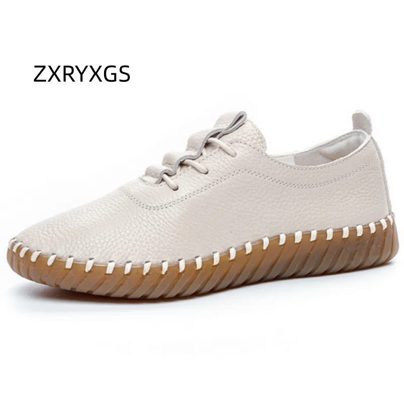 

ZXRYXGS женская обувь из воловьей кожи с верхним слоем, кроссовки для отдыха на плоской подошве, осень 2023, мягкая обувь из натуральной кожи, темпераментная трендовая обувь на плоской подошве