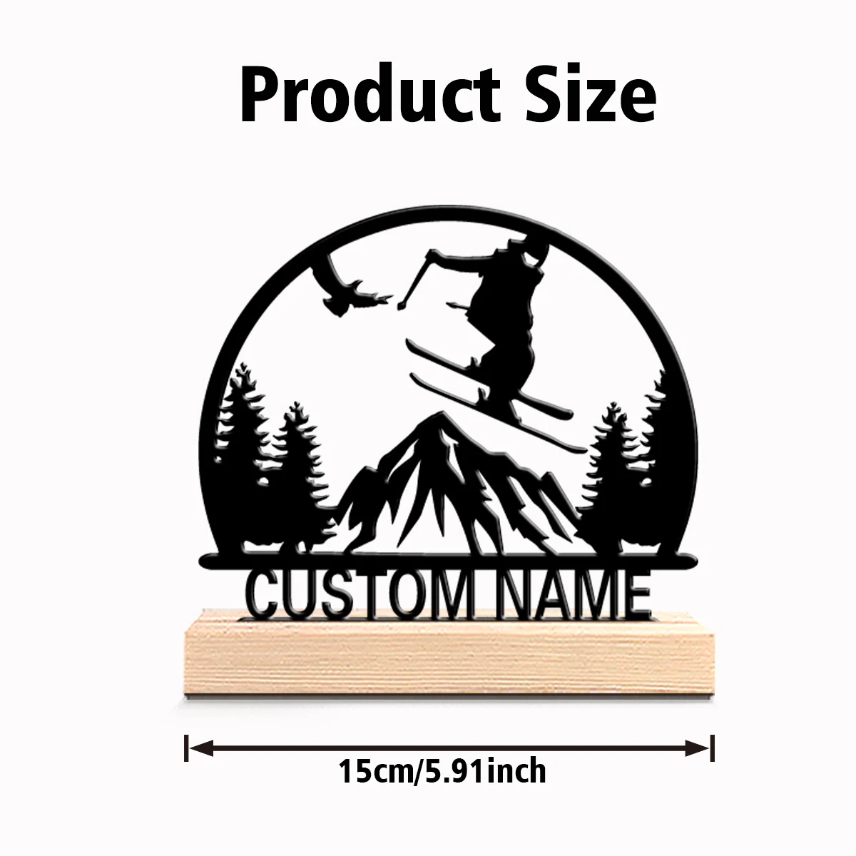 1pc Cute Personalized Custom skiing Wooden Base Bar Decor for Kitchen Dining Room Modern Rustic Themes Gift decoration view 2