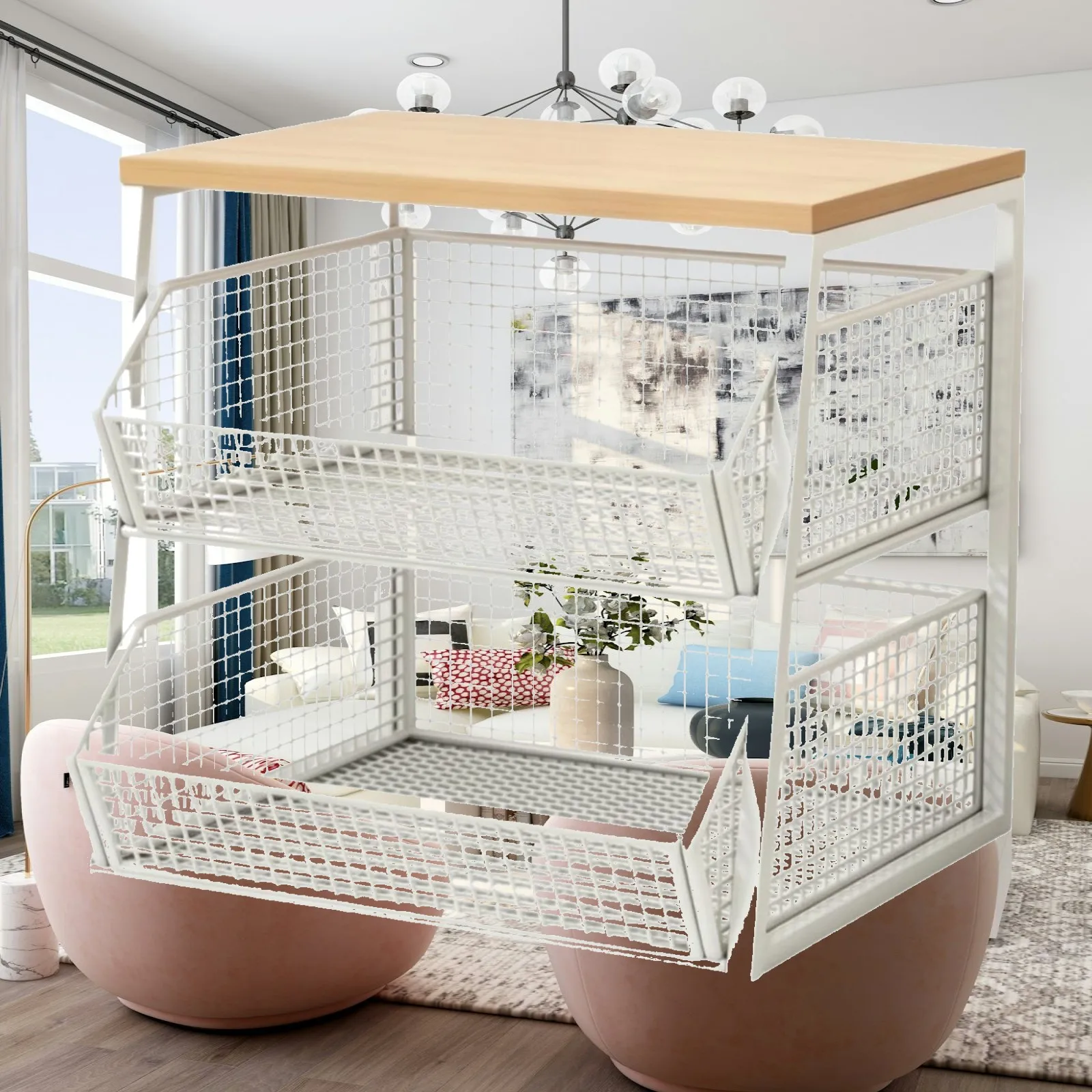 Storage Organizer Box Tabletop Rack with Pull Out Drawers for Kitchen Counter Desk Shelf Ventilated Grid