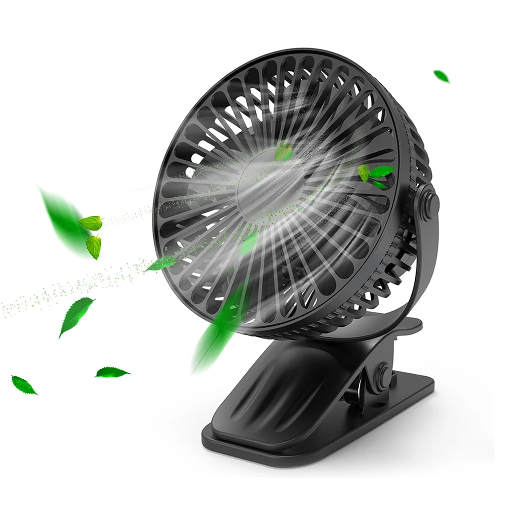 مشبك محمول على مروحة 3 سرعات لعربة الأطفال مروحة 360 درجة تدوير مروحة طاولة صغيرة مروحة سطح المكتب للمنزل والمكتب والسفر في الهواء الطلق