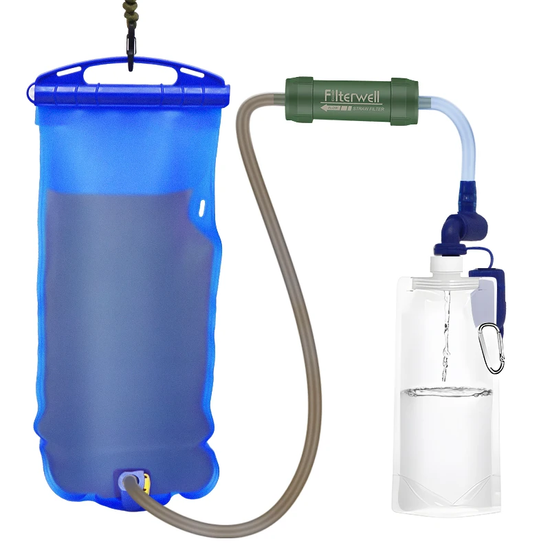 Outdoor Water Filter Straw with Gravity Water Bag Portable Water Purifier Water Filtration System Survival Emergency Accessories