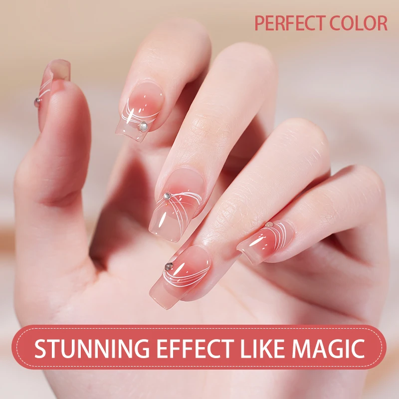 طلاء أظافر جل مزهر بلون مثالي 12 مل طباعة زهور شفافة للأظافر، رخام، تصميم ألوان مائية هدية تجميل سحرية نقع قبالة الأشعة فوق البنفسجية