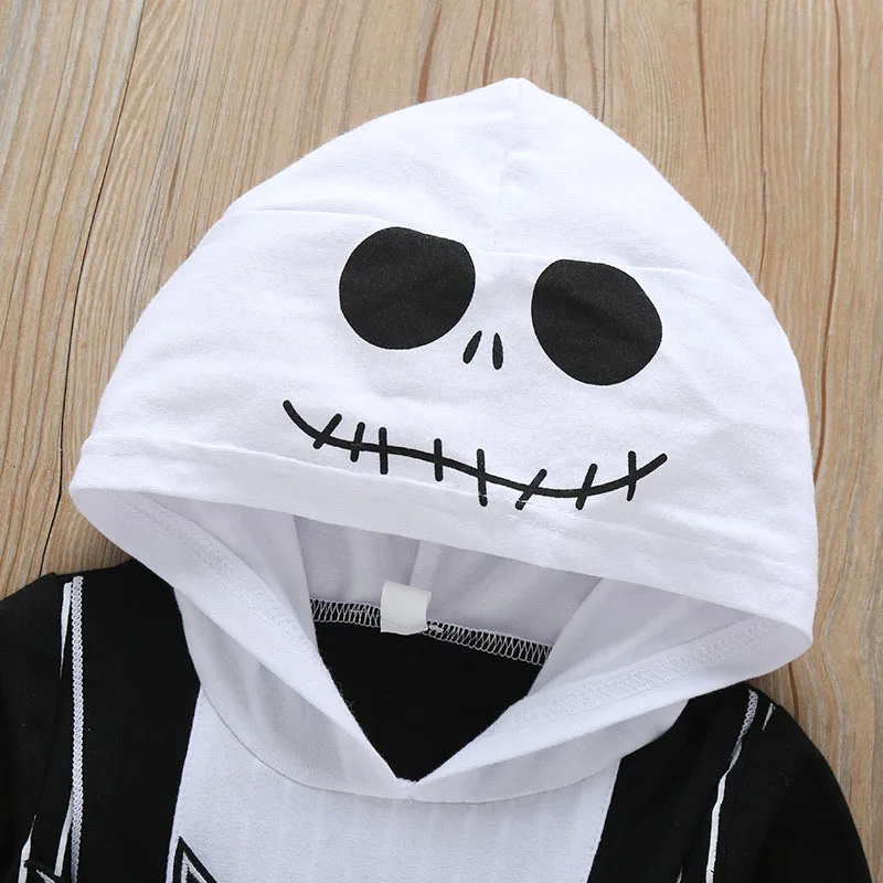 Baby Costume 1 Year Halloween Clothes Baby Boys Black Hoodies Jumpsuit Baby Horror Bat Skull Costumes Babies Rompers 3-18 Months