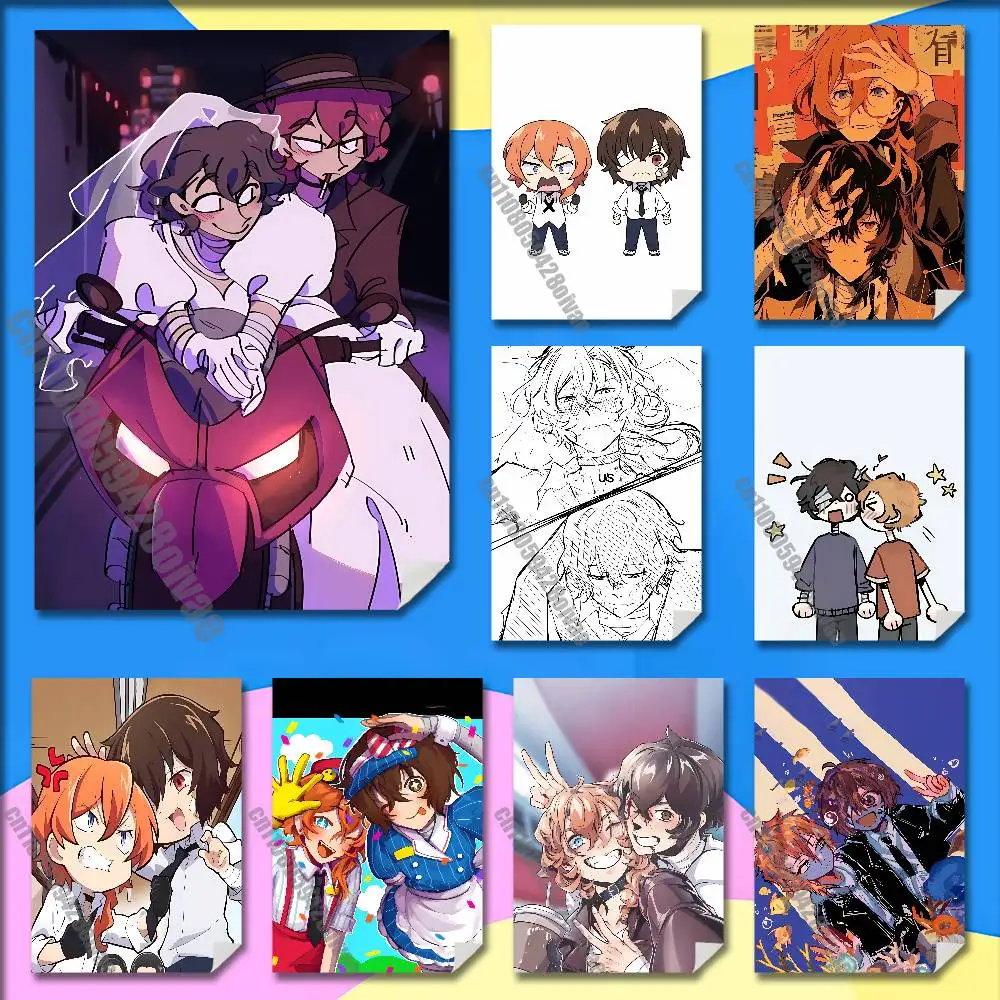 S-Soukoku Osamu Dazai Chuuya Nakahara Poster Wall Murals For Home 21x30cm Self-adhesive Decoration Sticker Playbill Cover