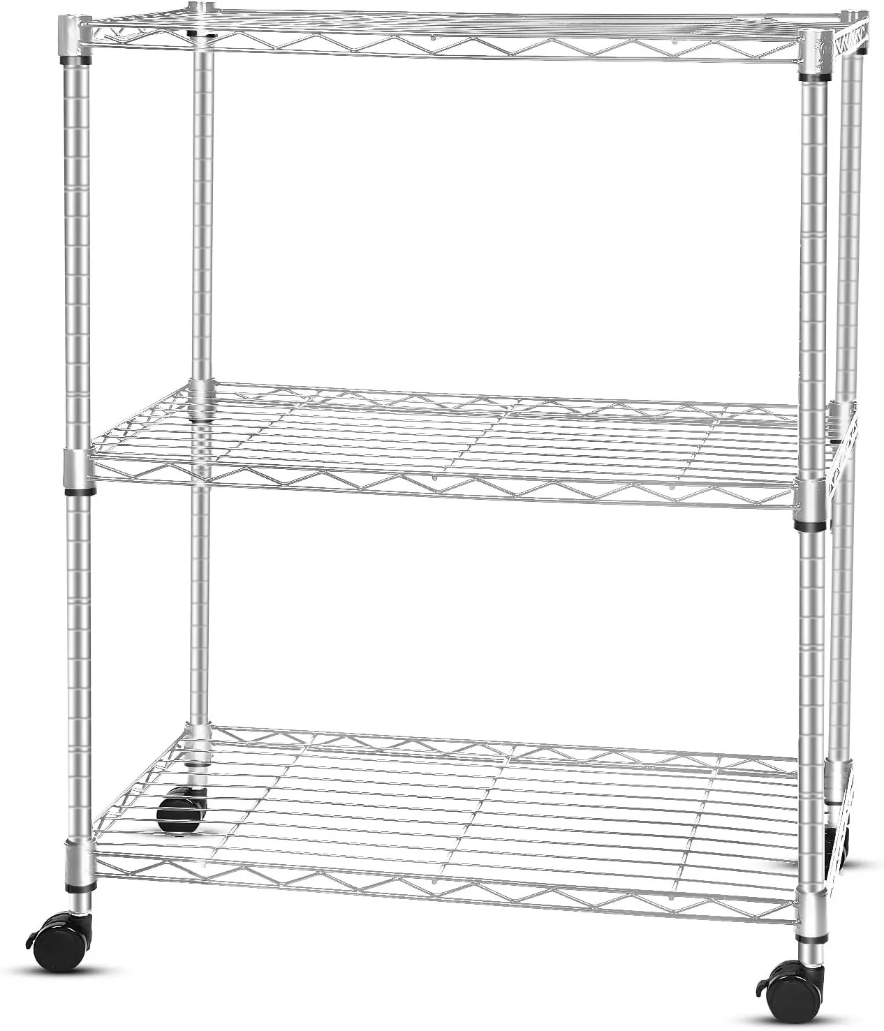 

3 Tier Storage Shelving, Heavy Duty with Wheels, Adjustable Steel Organizer, 400 lbs Capacity per Shelf, Max 1200 lbs Total