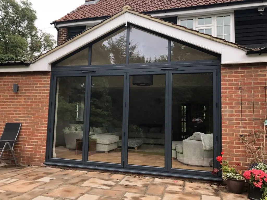 Foldable Door Soundproof Heavy Duty Bi-Fold Glass Door Thermal Break Aluminum Panoramic Folding Patio Accordion Doors for House
