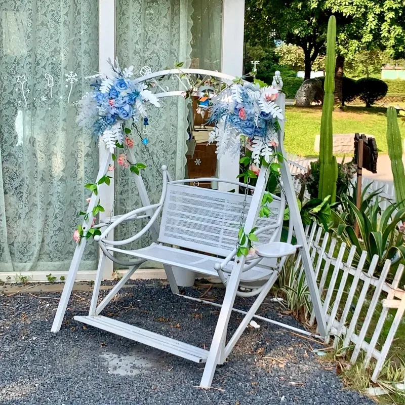 

Courtyard Double Outdoor Swinging Outdoor Family Children Balcony Wrought Iron Rocking Chair Hanging Chair Cradle Indoor Hammock
