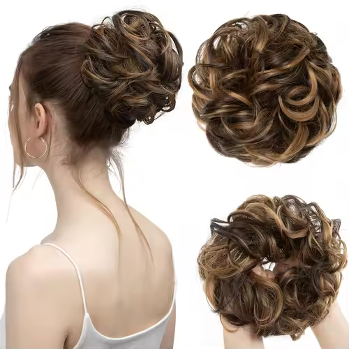 Synthetic Messy Hair Bun Extensions Big Curly Elastic Hair Scrunchies Hairpieces Chignon Donut Updo Hair Pieces for Women - Image 19
