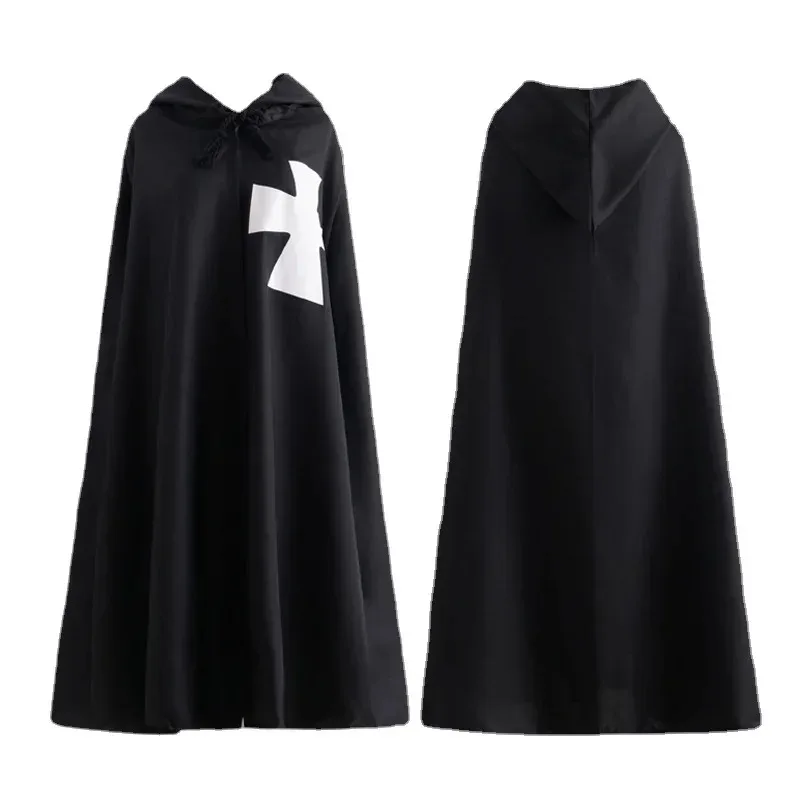 جديد الرجال تأثيري الصليبيين تمبلار فارس زي القرون الوسطى المحارب الجندي الذكور أسود أبيض عباءة رداء الإمبراطورية الرومانية هاكس ؛ 3 ، v'9.e ؛ 7' #4