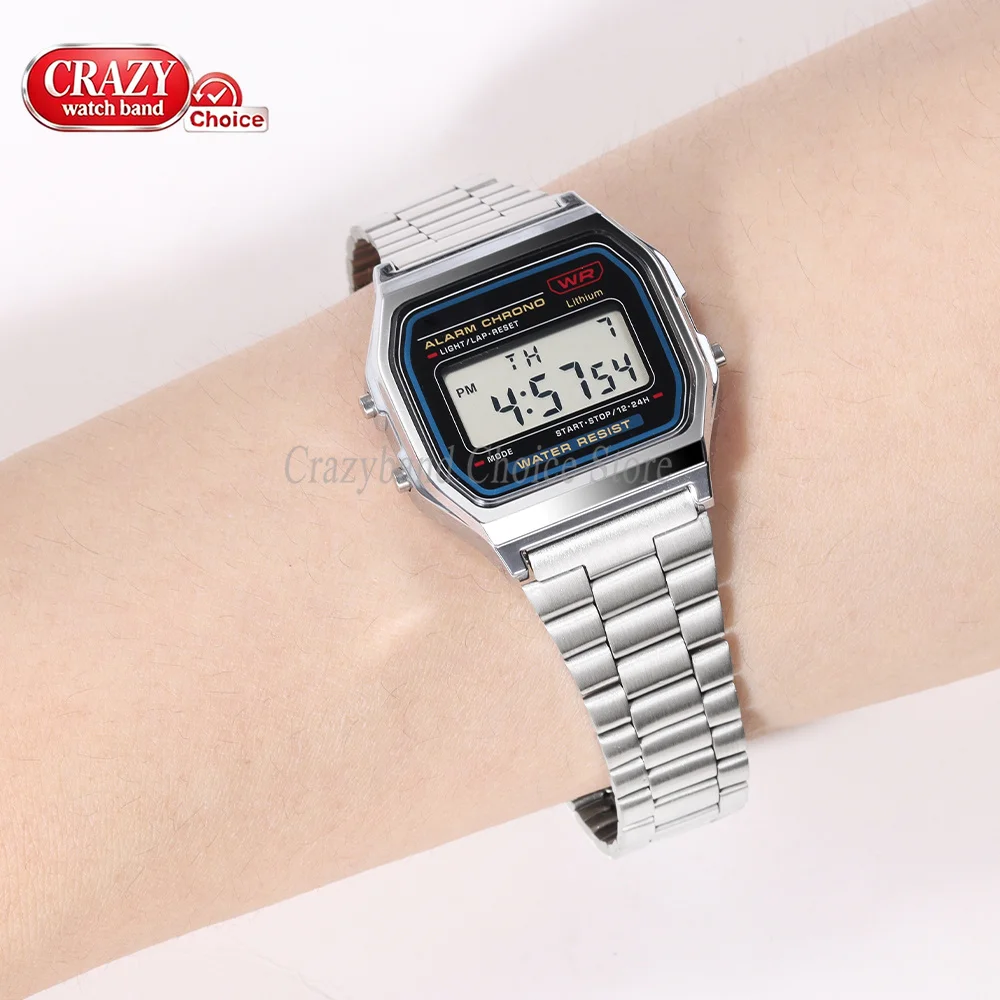 For Casio F-91W AE1200/1300 Stainless Steel Watch Band 18mm Strap for SGW400 F105/108/A158W/168 F84 Silver Men Women Metal Wrist view 2
