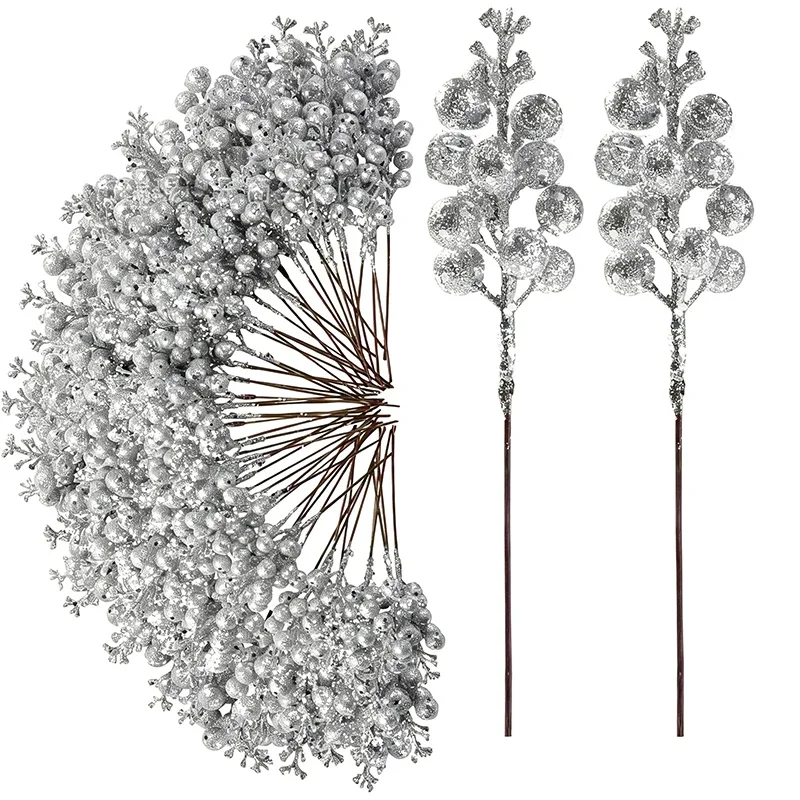 10/20 Stück Frohe Weihnachten Dekoration Glitzer Künstliche Beeren Weihnachtsbaum-Ornamente für Heimdekoration Neujahr 2026 Dekoration – Detail 13
