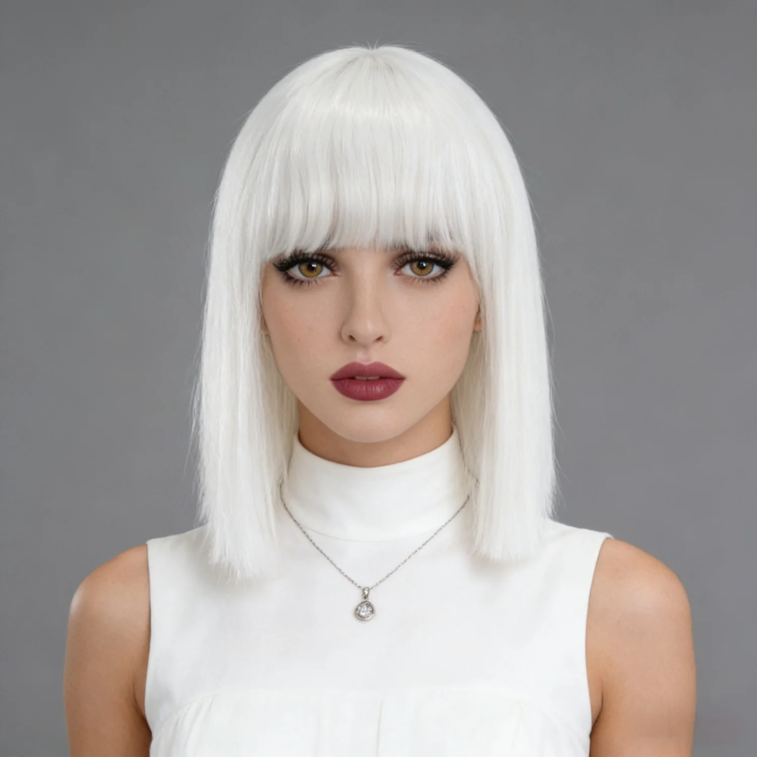Straight Synthetic Hair Bob Wigs Cosplay White Wig Purple Short Black Wig With Bangs Party Female Layered Wigs