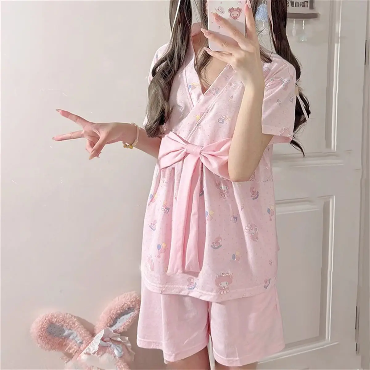 

Sanrio My Melody Sensual Pajamas Women Shorts Short Sleeve Pijama Set Summer Pyjamas Kawaii Negligee Casual Sleepwear Home Wears