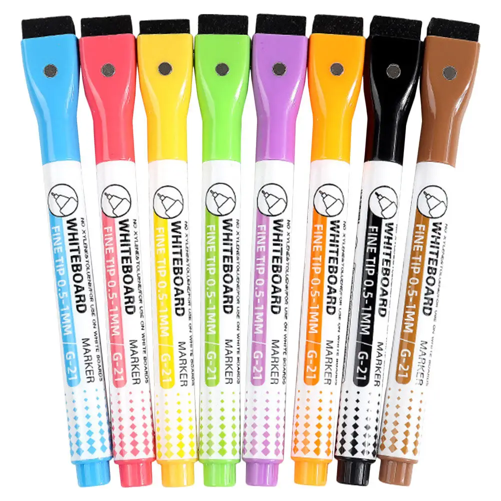 

8Pcs Whiteboard Markers Magnetic Dry Erase Erasable Pens Colorful Quick Drying Smooth Writing Convenient for School Office