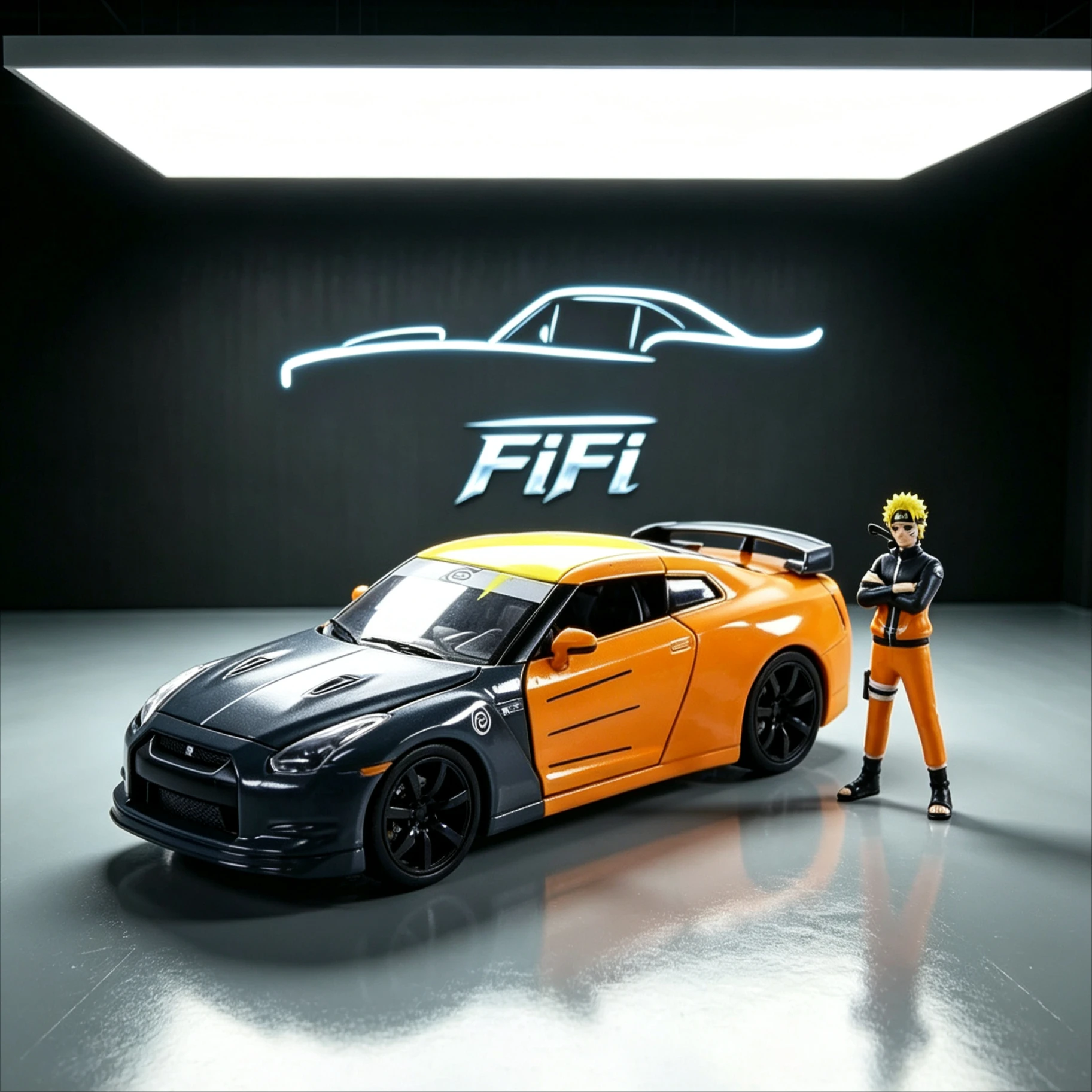 

1:24 Nissan GT-R R35 Diecast Model Car, 2009 Sport Car with Naruto Anime Figure Collectible Gift