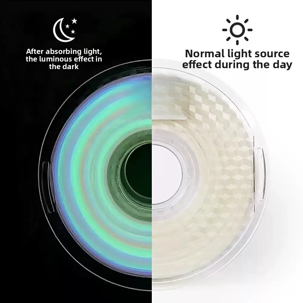 1kg 1.75mm PLA 3D Printer Filament Glow in Dark Rainbow Multicolor No Clogging Smooth Printing 4