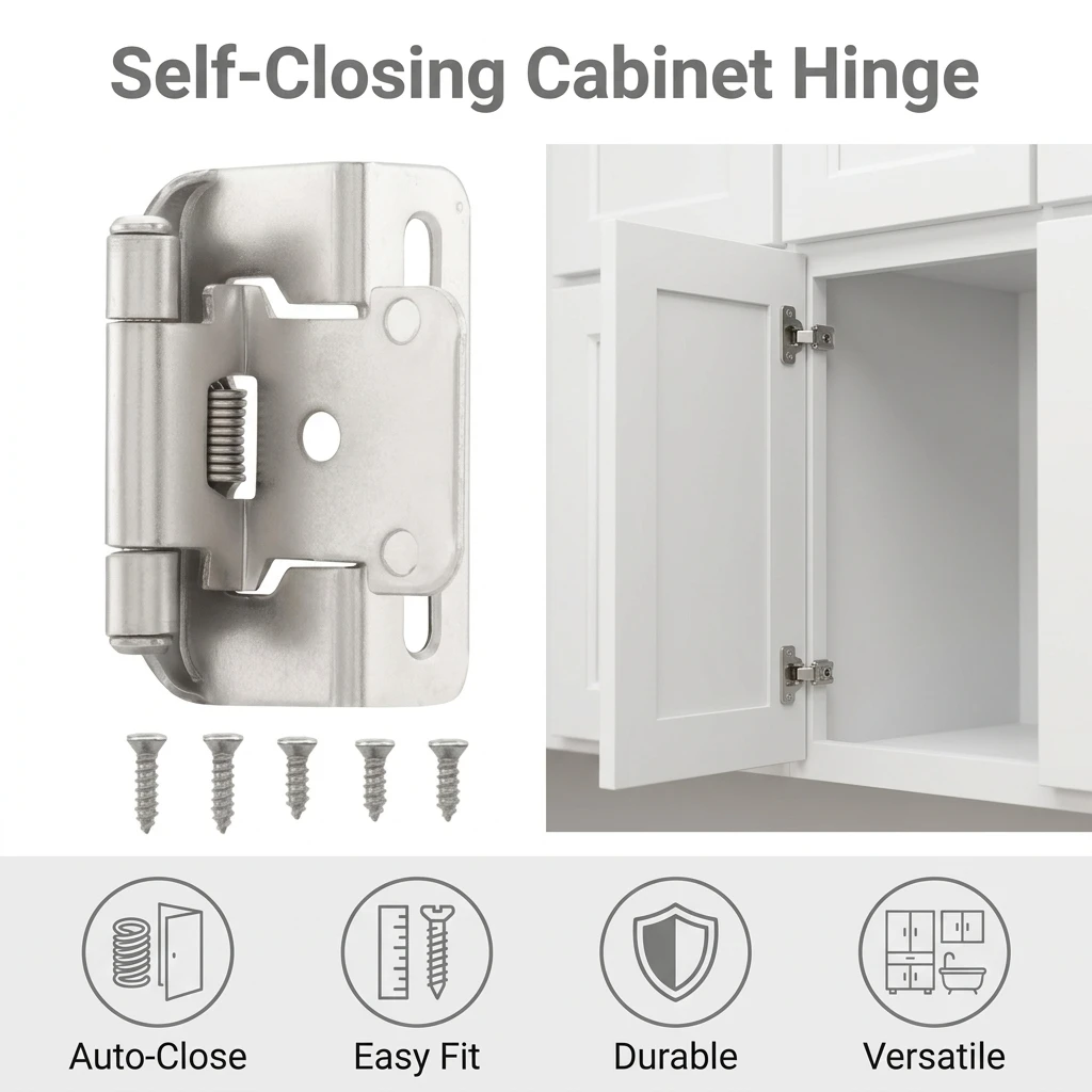 Alloy Steel Cabinet Hinges for Kitchen Cupboard Home Furniture 1/2 Inch Spring Self-Closing Semi-Concealed Durable Hardware