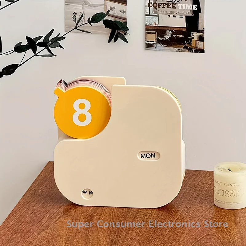 Year-Round Desktop Calendar with Flip Display; Day & Month Marks; Reusable; Premier Gift & Home Decor Accent.