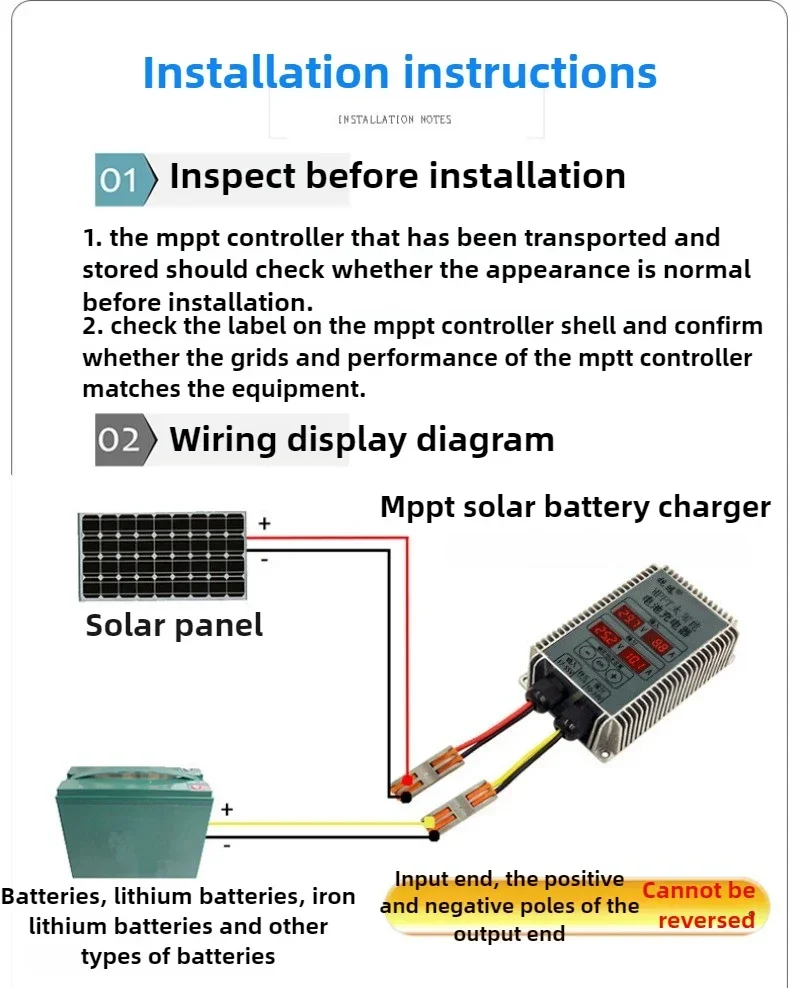

Excellent 200W/300W/400W MPPT Solar Controller 12V 24V Battery Charging Voltage 10-30V Adjustable Display Automatic Waterproof S