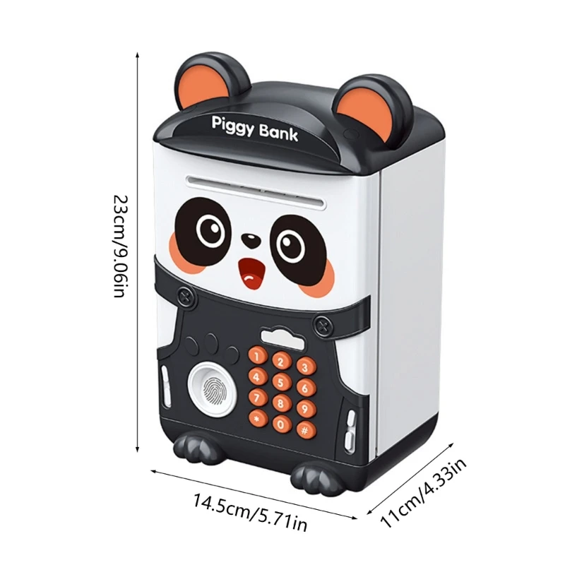 Cartoon Panda Piggy Bank Cash Coin Safe Money Saving Box ATM Bank Password Fingerprint Piggy Bank Toy for Children Birthday Gift