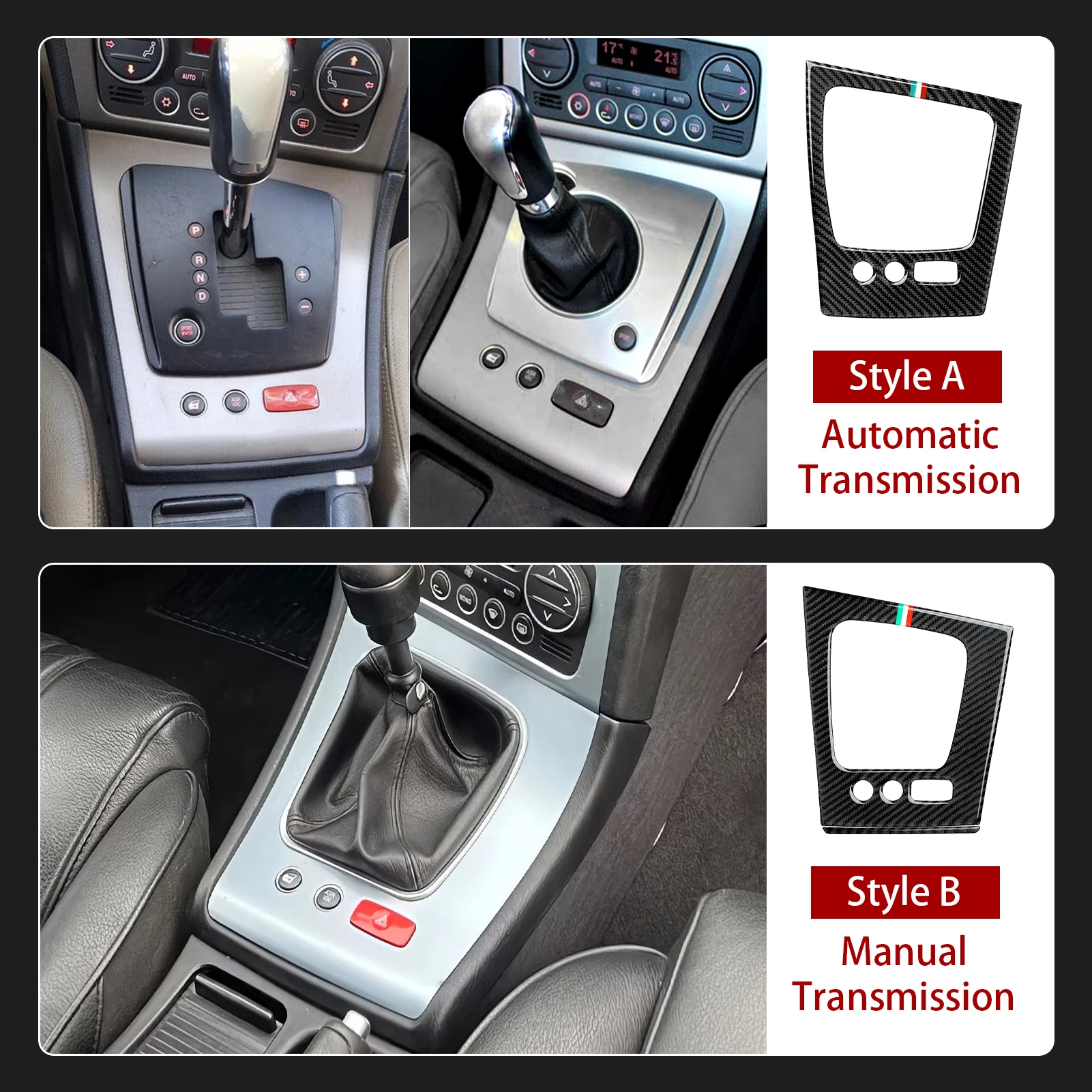 For Alfa Romeo 159 (2004-2011) Trim Accessories, Car Center Console Gear Shift Panel Cover, Carbon Fiber Interior Stickers.