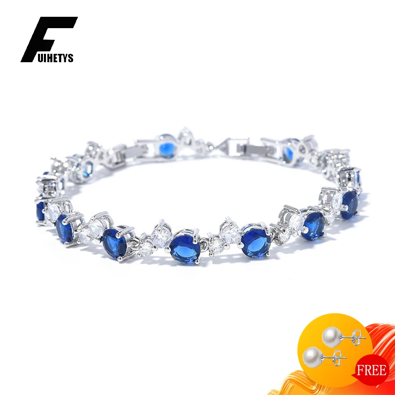 

FUIHETYS Elegant 925 Silver Jewelry Bracelet with Zircon Gemstone Accessories for Women Wedding Engagement Party Gift Wholesale