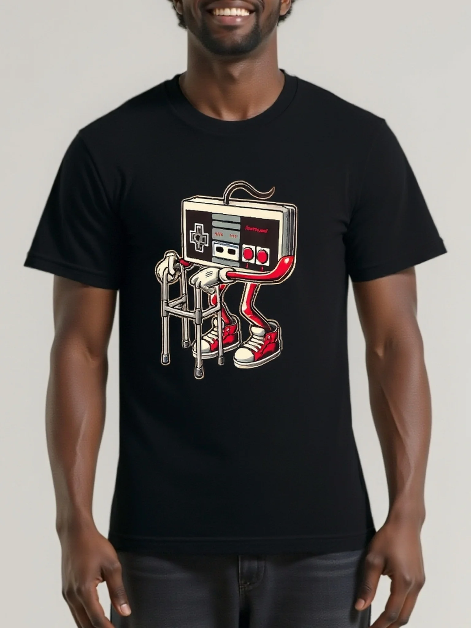 Retro Controller Walker Graphic Tee Men's Cotton Casual Short Sleeve Gaming T-Shirt