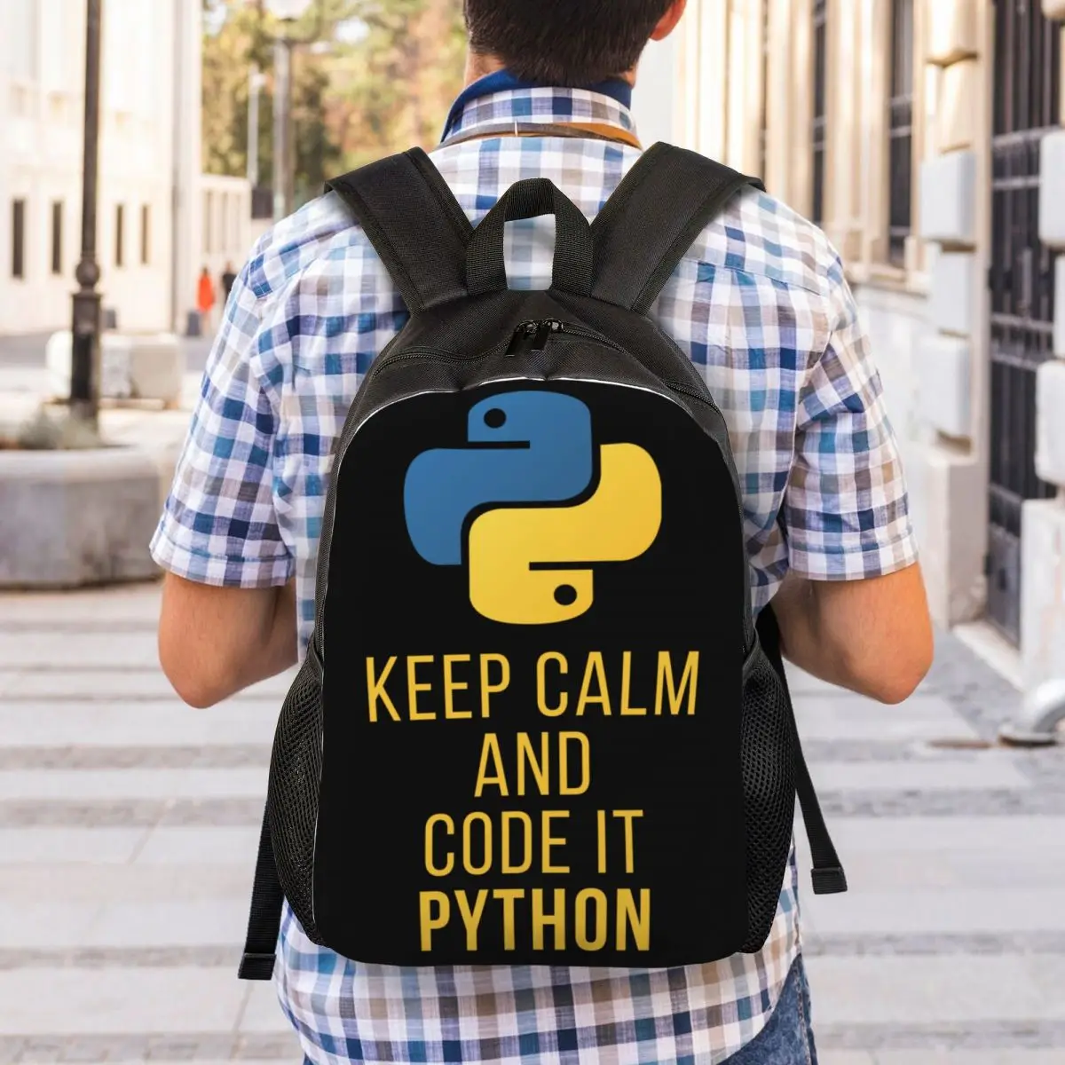 Funny Python Developer Backpacks for Men Women Waterproof School College Coder Programmer Bag Print Bookbag