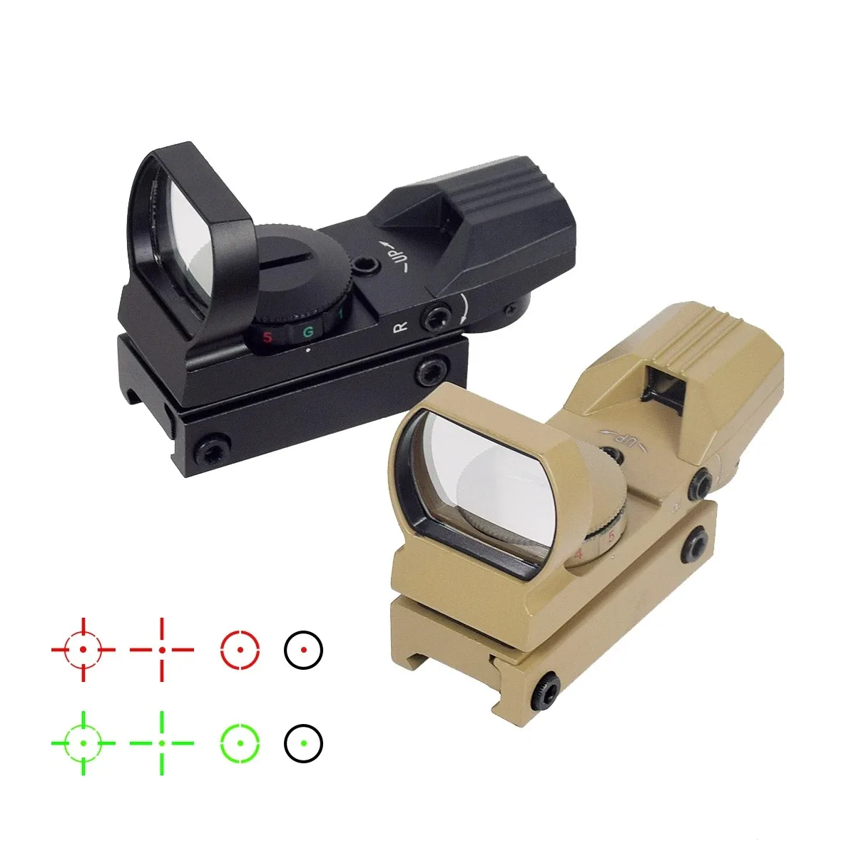 التكتيكية Riflescope 1X30 1x40 البصريات الأحمر الأخضر نقطة البصر منعكس 4 شبكاني المجسم كوليماتور نقطة ل 20 مللي متر 11 مللي متر السكك الحديدية Ar15 M4