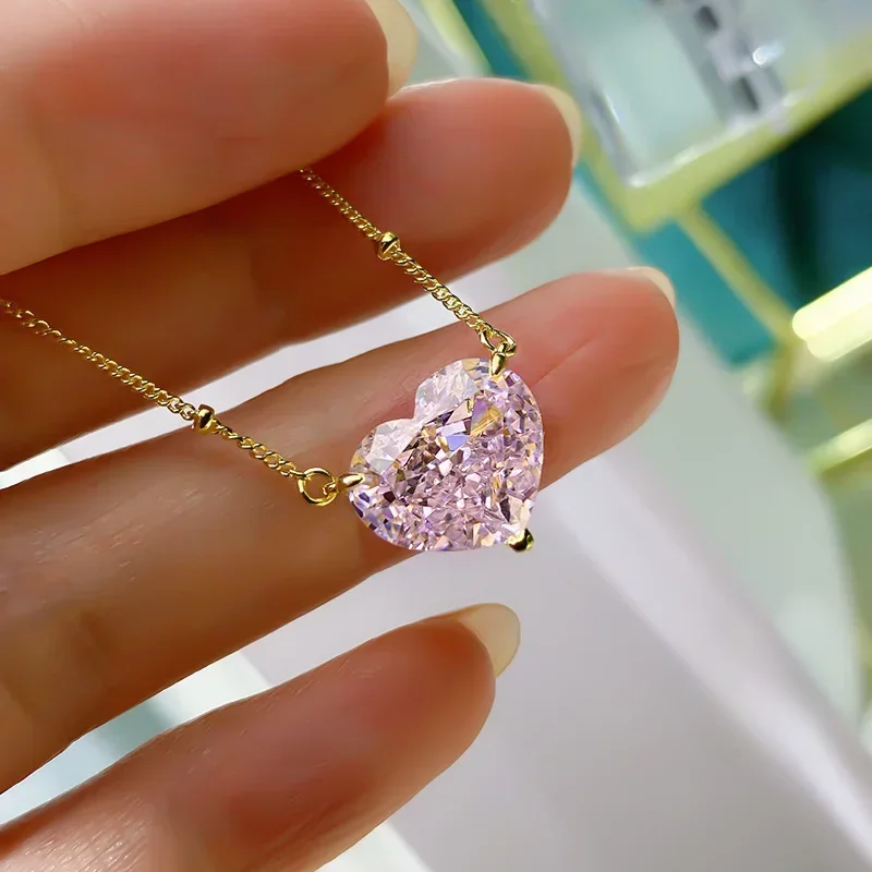 S925 necklace, collarbone chain, light luxury, niche 925 sterling silver imported high carbon diamond pendant for wedding