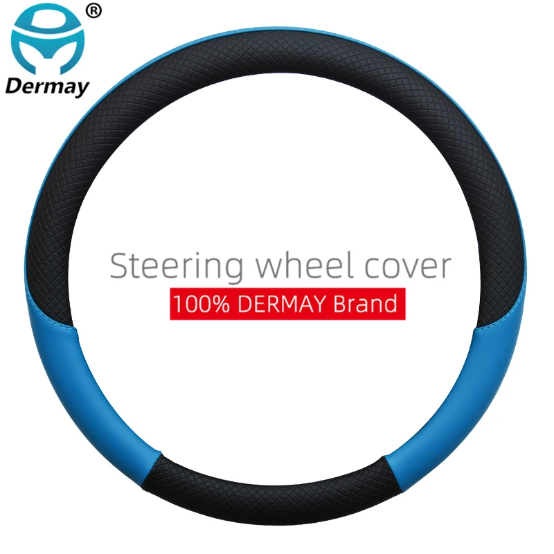 100% DERMAY Brand Leather Car Steering Wheel Cover for Kia Sportage Picanto Sorento Cerato Rio X Line Optima Auto Accessories