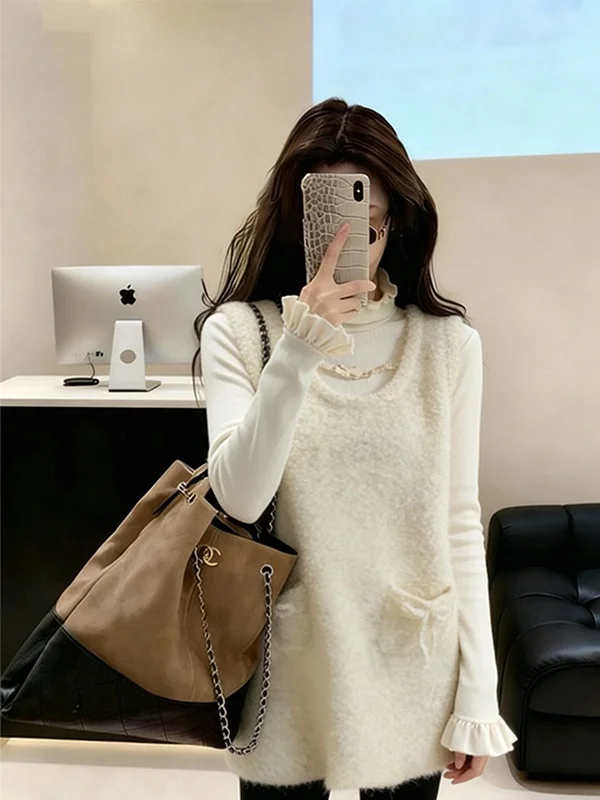 

Early Autumn Popular Vest Dress Set for Women Rich Girl Short Skirt Set Fashionable Two-Piece Suit Long Sleeve Spring Collection