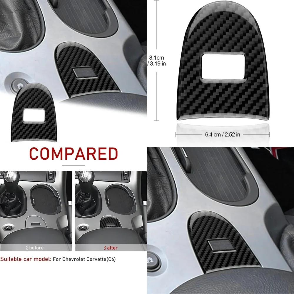 Car Interior Sticker For Chevrolet Corvette C6 2005-2007 Style Shift Panel Cover Console Trim Button Decal Black Auto