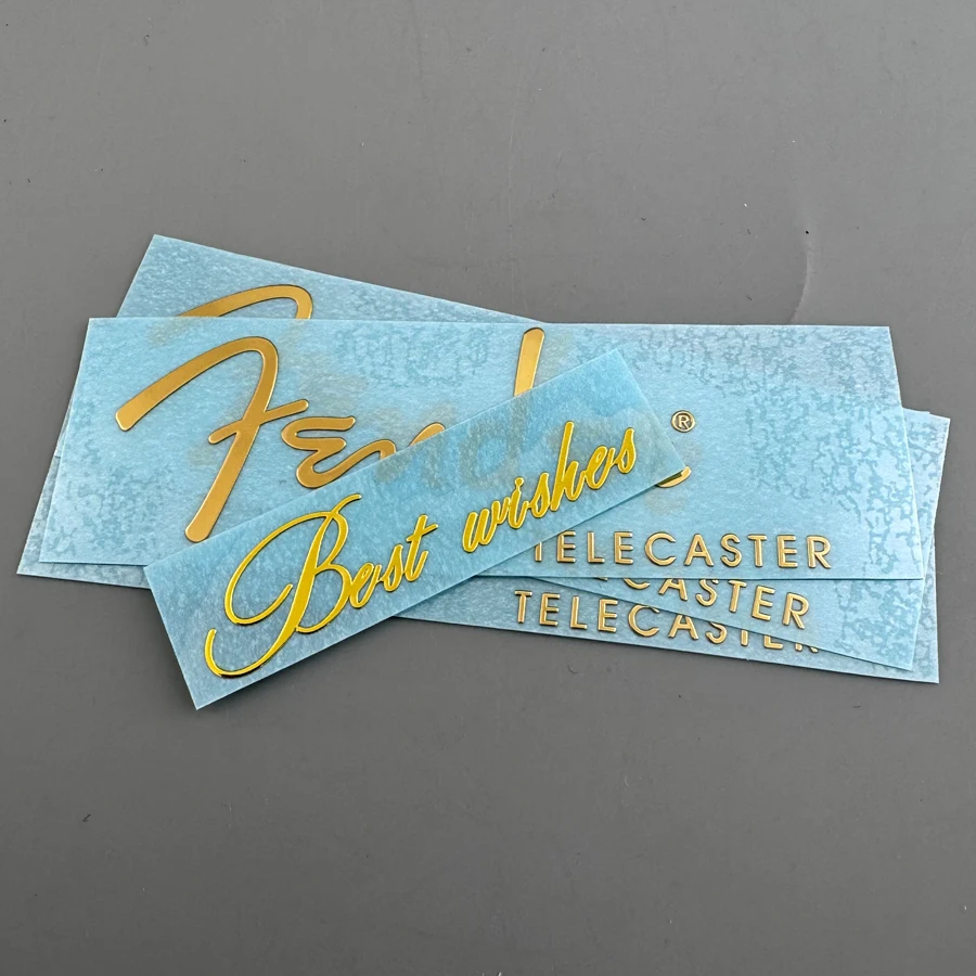 3 pegatinas de metal plateado para guitarra TL, con logotipo de guitarra, para aplicar en seco, en plata o dorado.