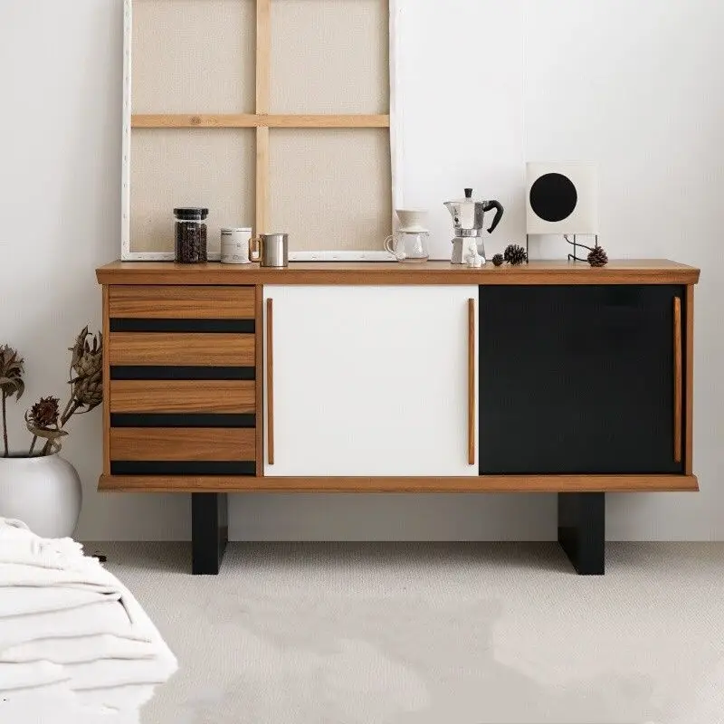 

solid wood dining side cabinet, storage storage floor low cabinet, Nordic simple retro living room cabinet