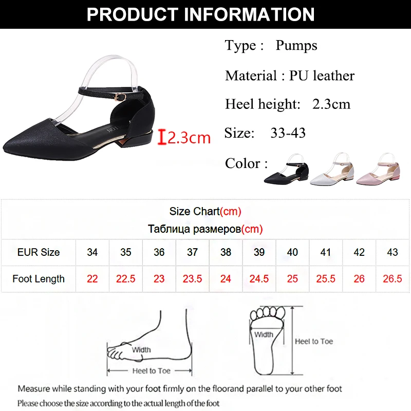 Ankle Buckle Low Heels Pumps Women Pointed Toe Square Heeled Party Shoes Woman Plus Size 43 Fashion Ankle Strap Casual Shoes