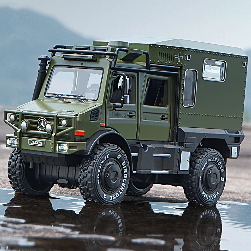 

1:28 UNIMOG U4000 модель автомобиля для дома на колесах из сплава, литый под давлением высокопроизводительный металлический внедорожник, модель автомобиля, детская игрушка в подарок