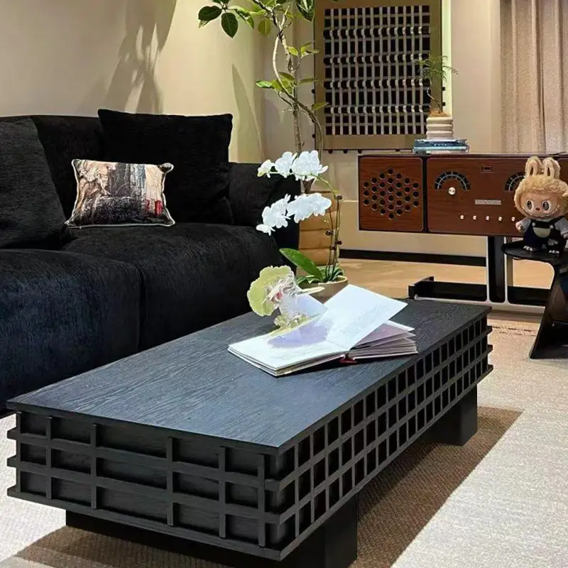 Coffee table size apartment living room black oak pattern decoration personality rectangular tea table