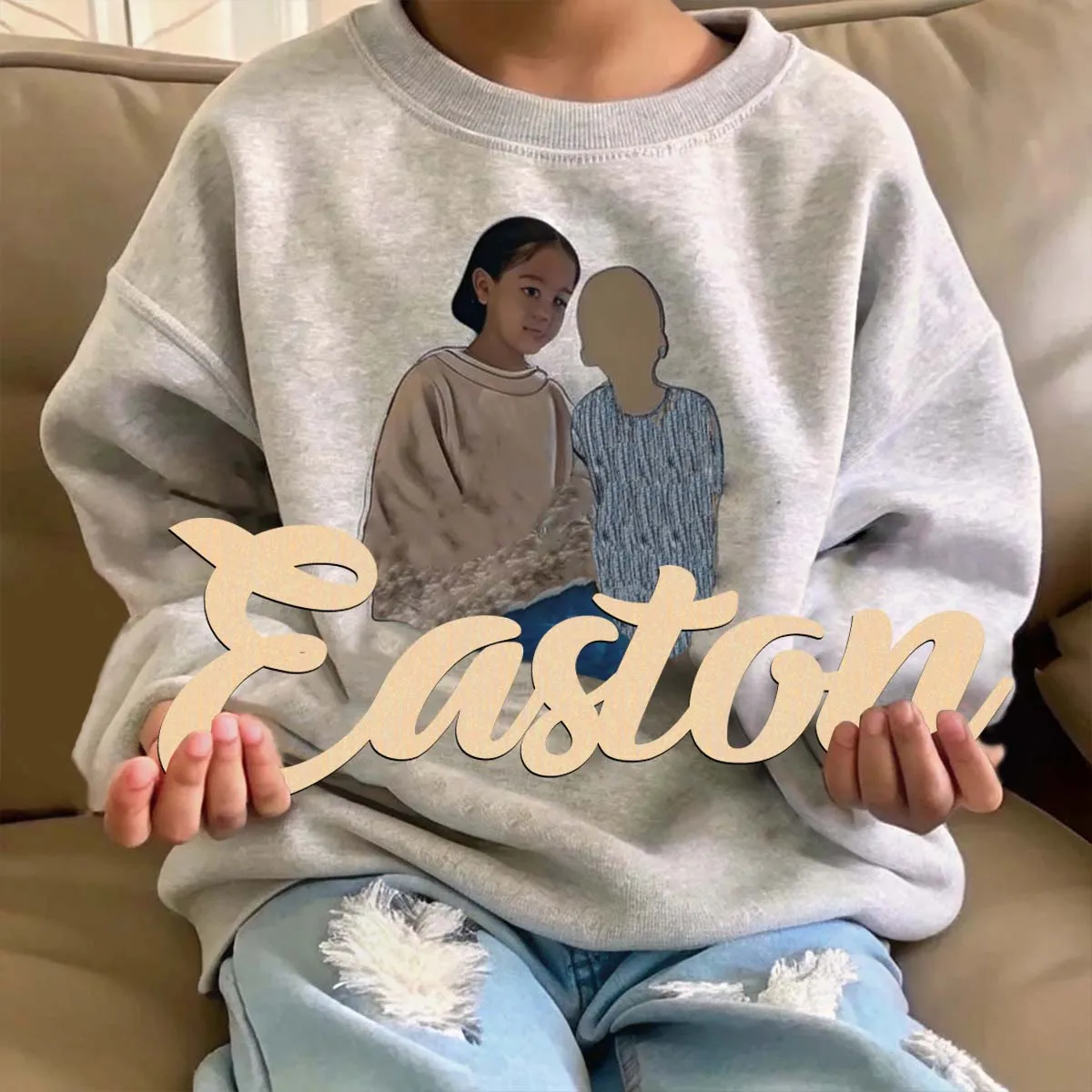 1pc Diy Easton example Personalized Text Laser-Cut Sign Wooden Plaque Wood Material Handcrafted with Elegant Cursive Lettering