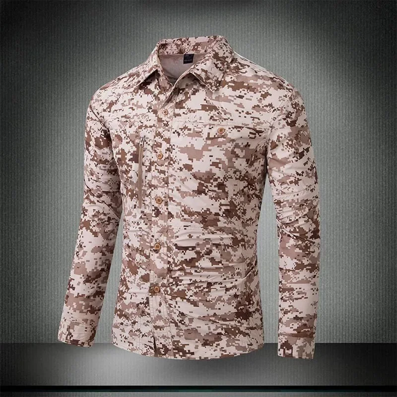 Camisa militar táctica transpirable para hombre, camisa de camuflaje desmontable, secado rápido, deportes al aire libre, escalada, senderismo, entrenamiento, Verano