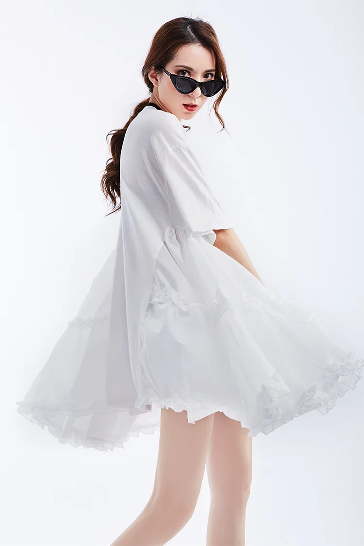 

2024 Women's summer new product Korean dress side petal fairy dress short sleeve small dress