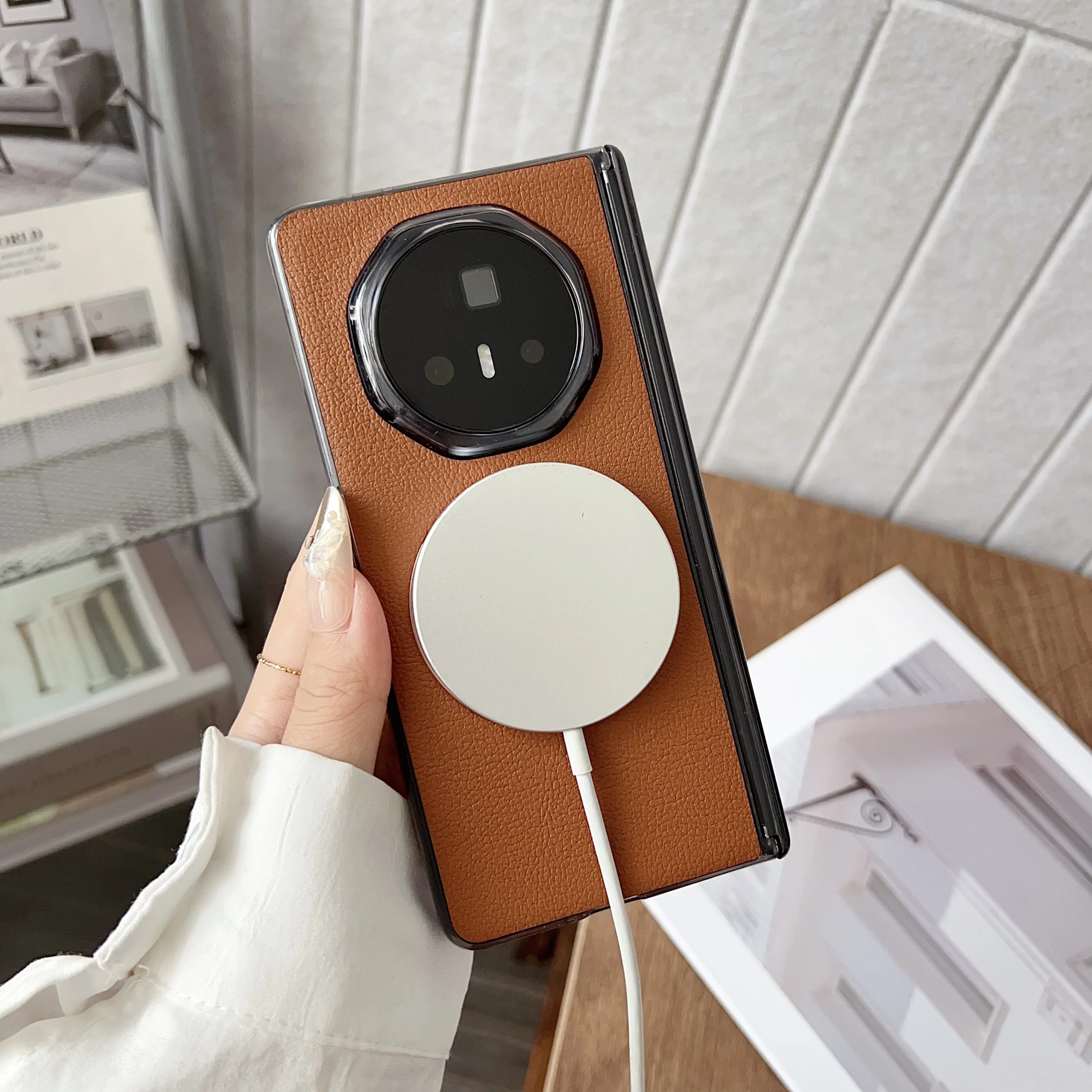 حافظة لهاتف هواوي هونور ماجيك V5 مصنوعة من جلد البولي يوريثان ومفصلة مغناطيسية للشحن اللاسلكي وغطاء خلفي لهاتف ماجيك V3 V5 #3