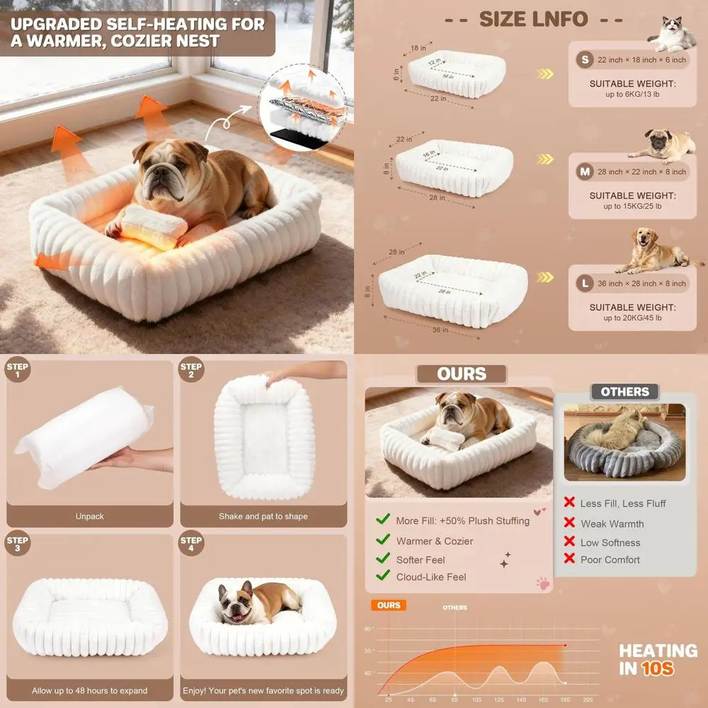 

Моющиеся теплые ортопедические лежанки для собак и кошек с съемным чехлом и противоскользящим основанием для мелких и средних питомцев