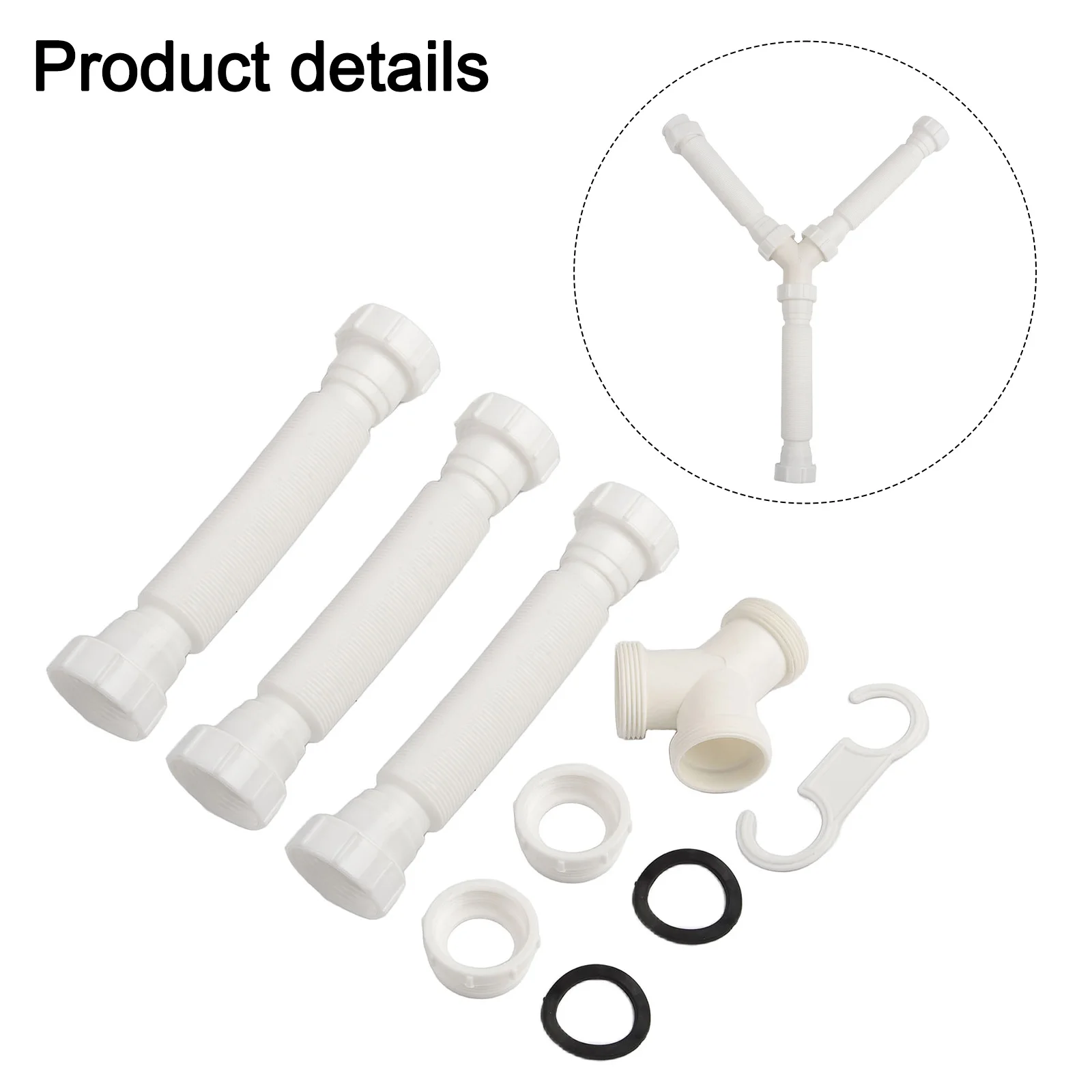 Quick Fit Double Sink Drain Solution with Adjustable Length Ranging from Standard Dimensions of Both Pipe Types