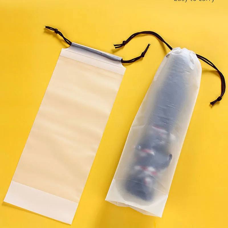 5pcs Umbrella Storage Bag Translucent Plastic Bag Waterproof Multifunction Reusable Drawstring Home Supplies