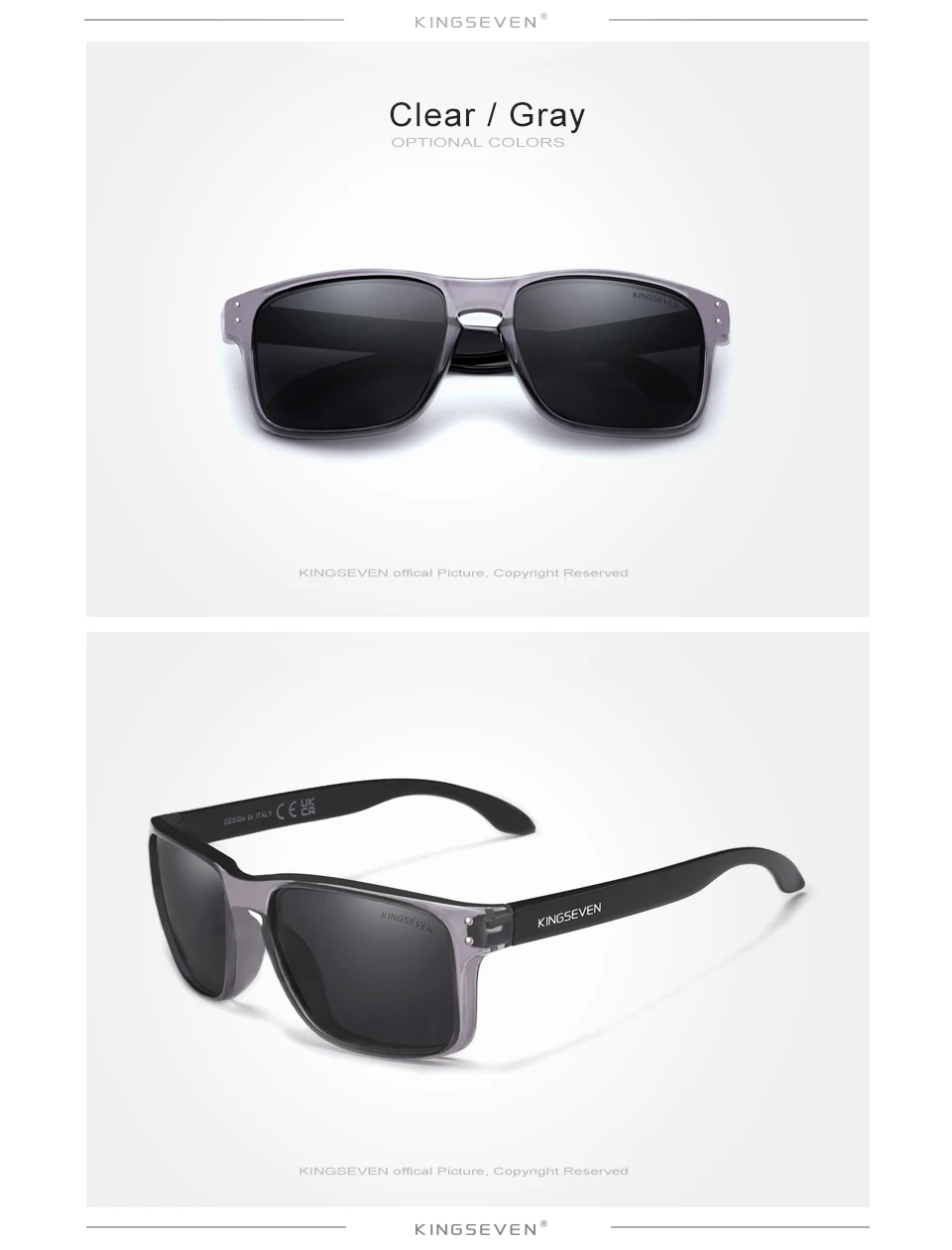 KINGSEVEN Retro TR90 Polarisierte Quadratische Sonnenbrille Frauen Männer Carbon Faser Muster Design Outdoor Sport Brillen – Detail 5