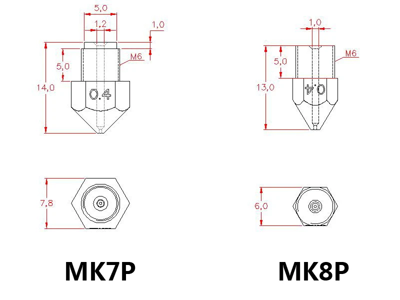 2PC/lot Small Store Room MK7/MK8 Anti-Strings/Oozing Issue FDM 3D Printer Nozzle for Mixing Color Hotend